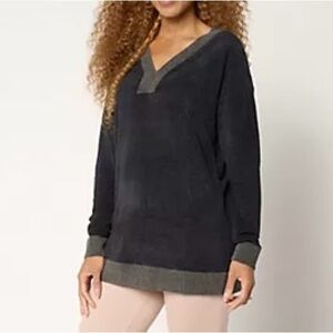 Barefoot Dreams Reg. CozyChic Ultra Lite Color Block V-Neck Tunic